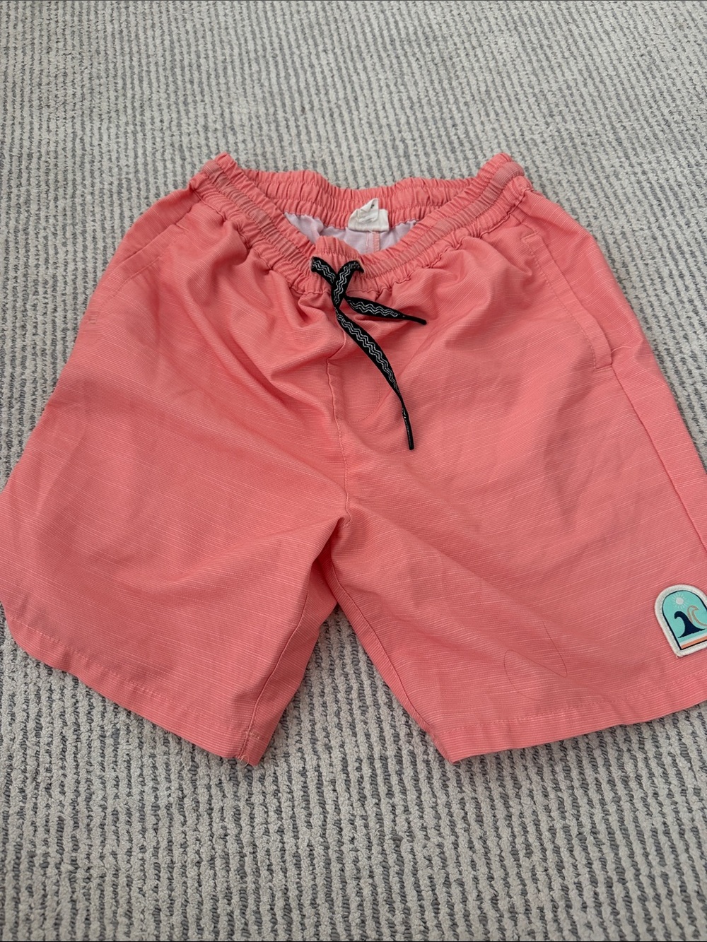 F4A Kids Coral Swim Shorts with Black Drawstring